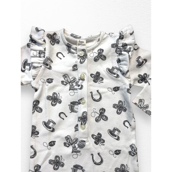 NWT Organic Lucky Irish Ruffle Shoulder Romper, 12-18 Months - Picture 4 of 6